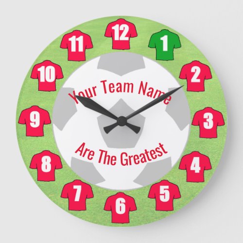 Your Team Name Football Clock _ Red Shirts