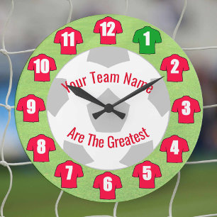 Your Team Name Football Clock - Red Shirts