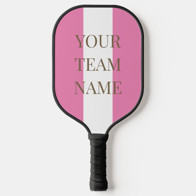 Your Team Name Pink White  Pickleball Paddle (Front)