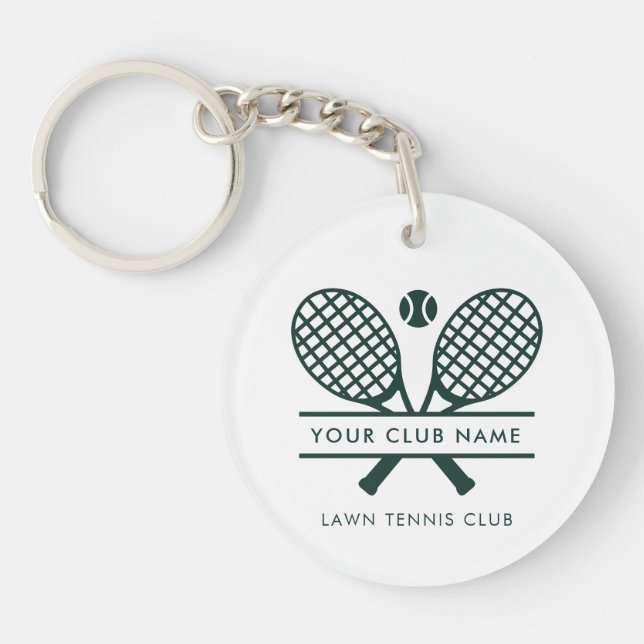 Your Tennis Club Name Member Swag Green Team Keychain (Front)
