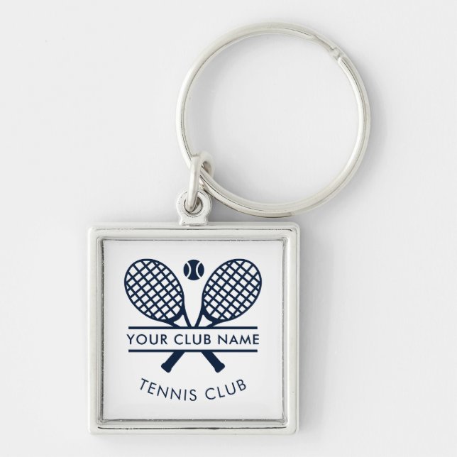 Your Tennis Club Name Modern Sports Swag Custom Keychain (Front)