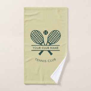 Your Tennis Club Name Rackets Motif Custom Player Hand Towel