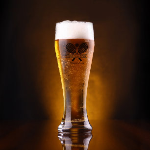 Your Tennis Club Name Rackets Motif Custom Swag Pilsner Glass