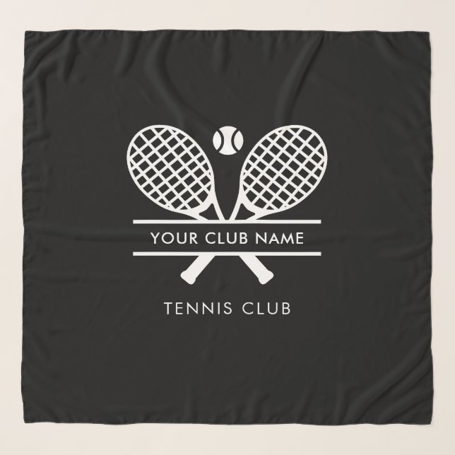 Your Tennis Club Name Team Coach Black Custom Scarf (Front)