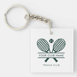 Your Tennis Club Name Team Green Logo Custom Keychain