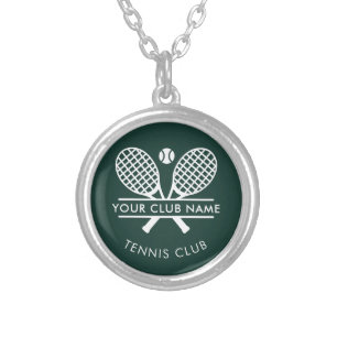 Your Tennis Club Name Team Logo Custom Silver Plated Necklace