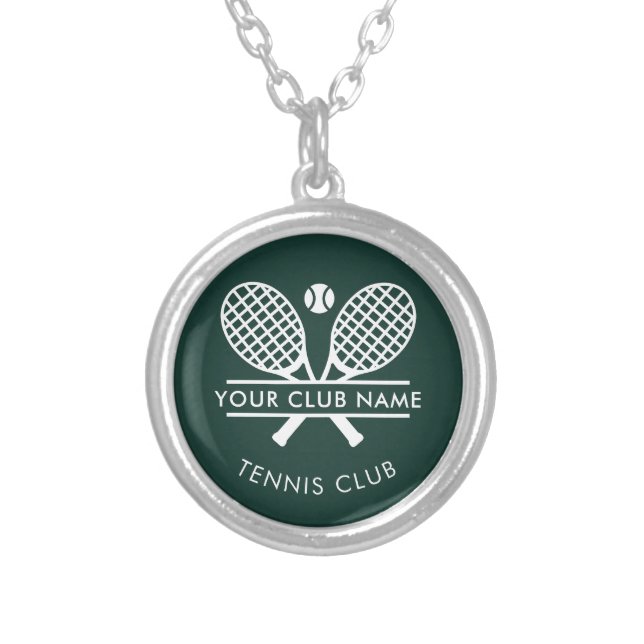 Your Tennis Club Name Team Logo Custom Silver Plated Necklace (Front)