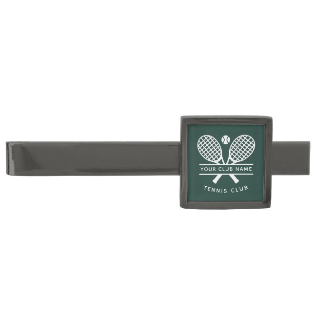 Your Tennis Club Name Team Logo Green Custom Gunmetal Finish Tie Bar (Front)