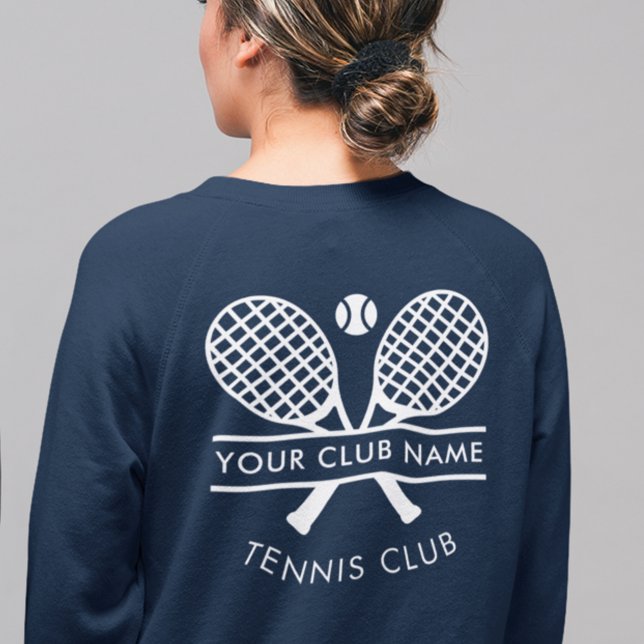 Your Tennis Club Name Team Logo Navy Blue Custom Sweatshirt (Lawn Tennis Club Logo Womens Sweatshirt)