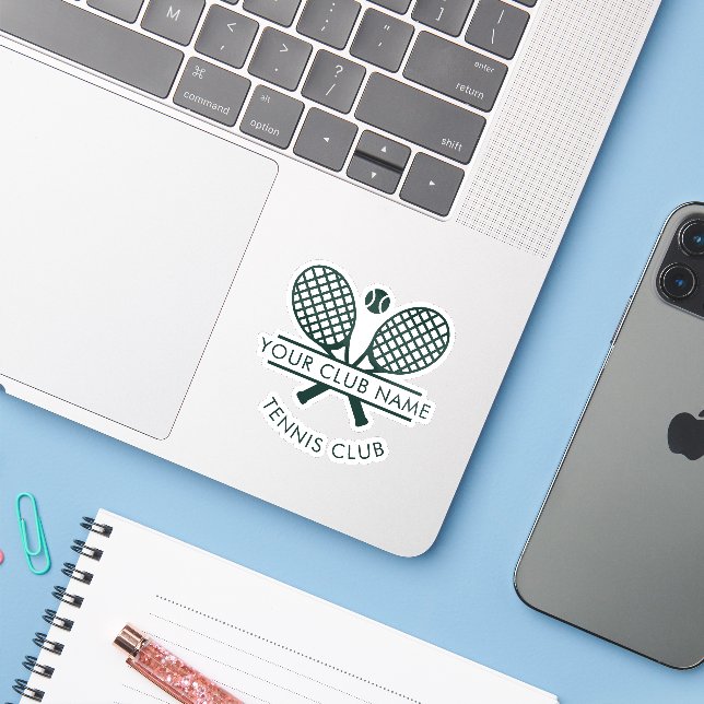 Your Tennis Club Name Team Minimalist Custom Sticker (Laptop w/ iPhone)