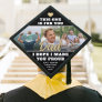 Your Text & 3 Photo Collage Memorial Tribute Black Graduation Cap Topper