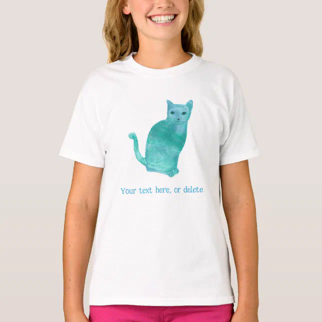 Your Text Abstract Turquoise Cat tshirts Zazzle
