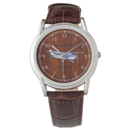 Your Text Aircraft Classic Cessna Flying Mahogany Watch