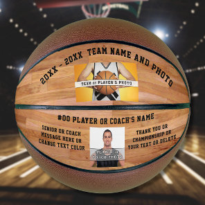 Your Text and 2 Photo Basketball Coach and Players