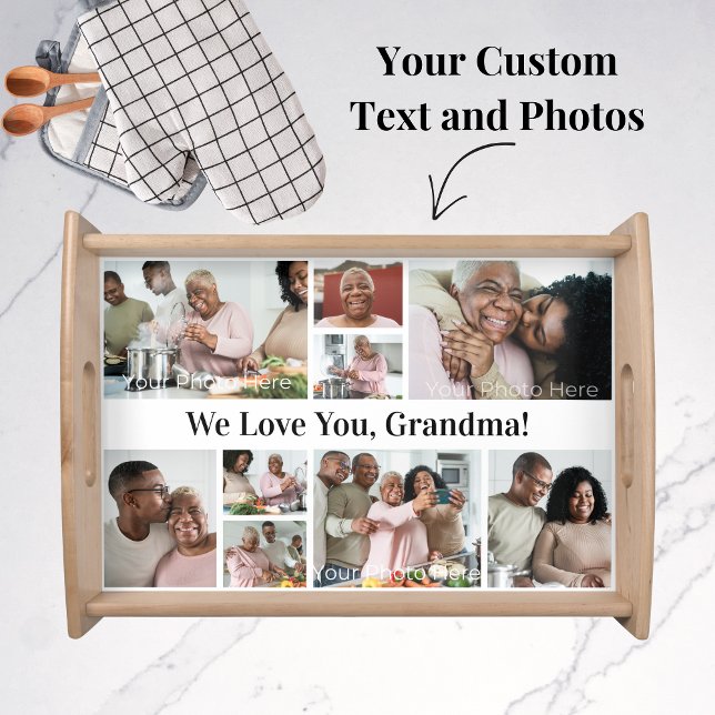 Your Text and Photos DIY Gift Serving Tray (Simple wooden tray with custom photos and text. Great for mom or grandmother for Mother's Day!)