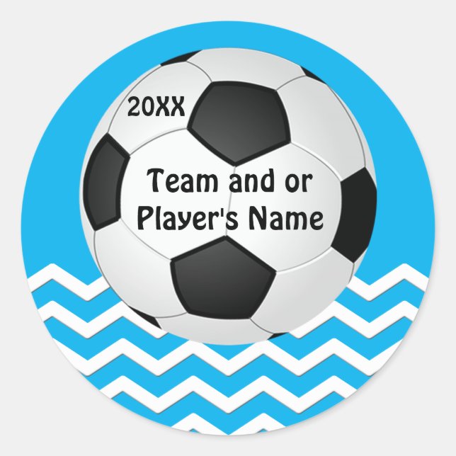 Your Text and Team Colors Chevron Soccer Stickers (Front)