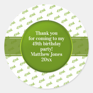 Your Text: Birthday Number Pattern Green/White Classic Round Sticker