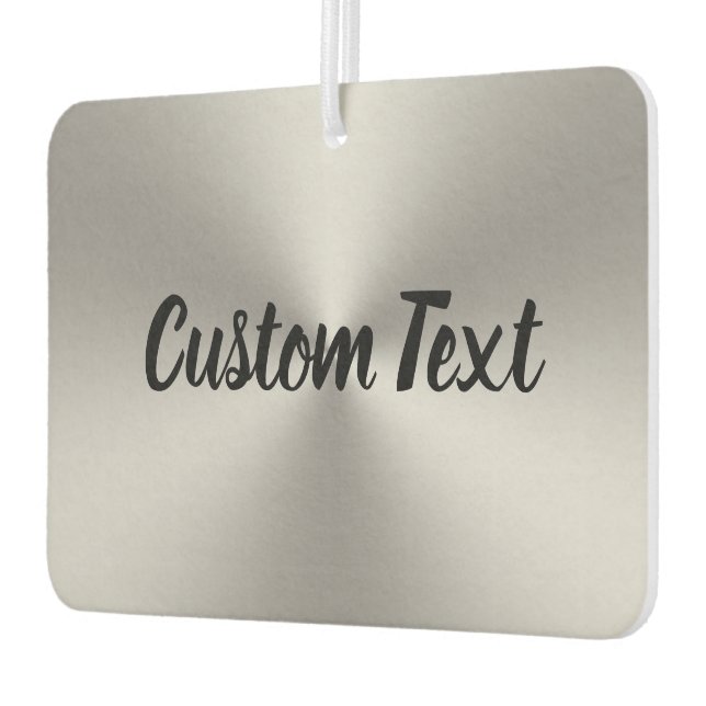 Your Text Black Script Silver Brushed Metal Look  Air Freshener (Left)