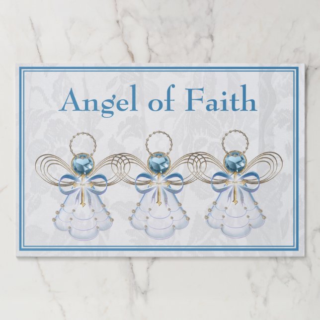 Your Text:  Blue Filigree Christmas Angel of Faith Paper Pad (Front)