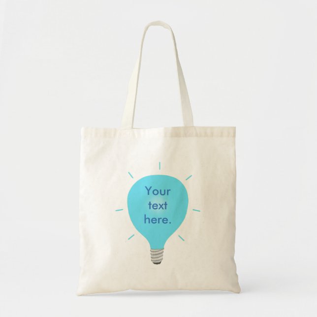 Your Text Blue Light Bulb Tote Bags (Front)