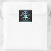 Your Text Blue Tie Dye Alien Peace Sign Cute SciFi Square Sticker (Bag)