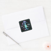 Your Text Blue Tie Dye Alien Peace Sign Cute SciFi Square Sticker (Envelope)
