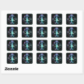 Your Text Blue Tie Dye Alien Peace Sign Cute SciFi Square Sticker (Sheet)
