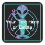 Your Text Blue Tie Dye Alien Peace Sign Cute SciFi Square Sticker