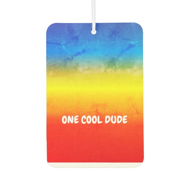 (Your Text) Blue / Yel / Orange Tropical Gradient Air Freshener (Front)