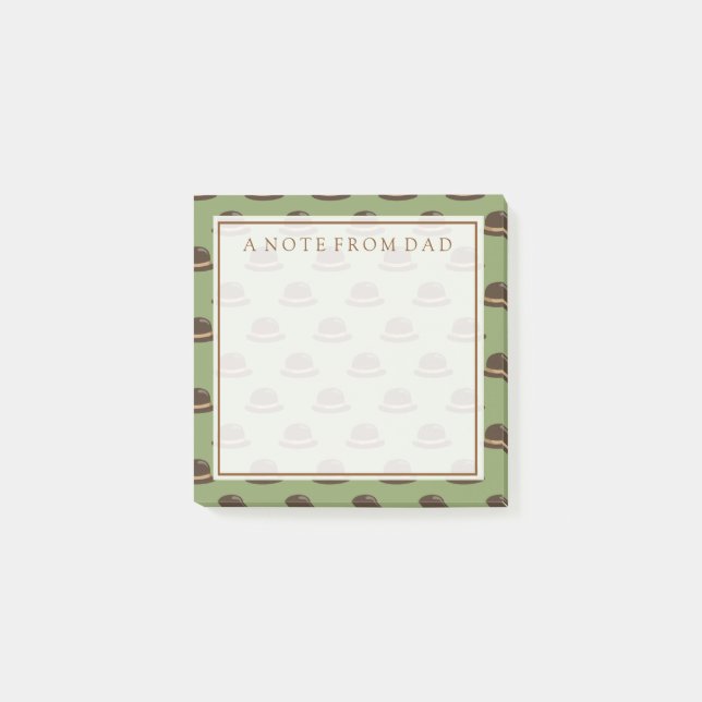 Your Text | Bowler Hats Brown & Green Post-it Notes (Front)
