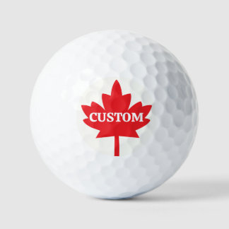 Your Text Canadian Red And White Maple Leaf Design Golf Balls
