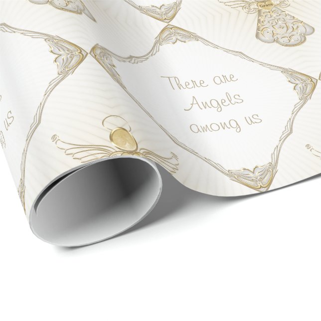 Your text -  Christmas Angel of Grace Pattern Wrapping Paper (Roll Corner)