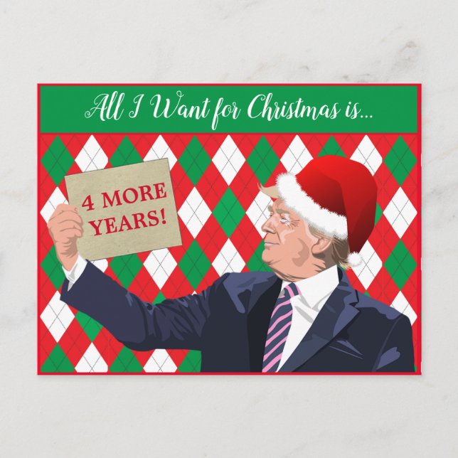Your Text Christmas Trump 2024 Santa Hat Red/Green Postcard (Front)