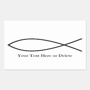 Your Text/Color Black Ichthys Christian Fish Jesus Rectangular Sticker