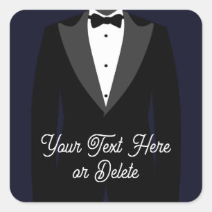 Your Text/Color Black Tuxedo Suit Groom Prom Square Sticker