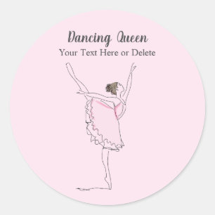 Your Text & Color Blush Pink Ballet Dancer in Tutu Classic Round Sticker