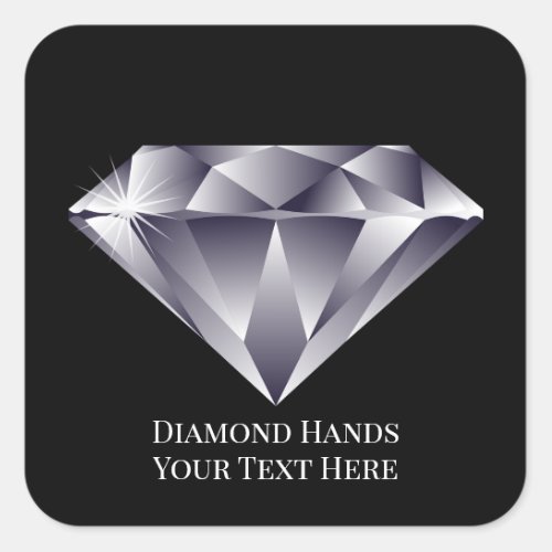 Your TextColor Brilliant Shine Diamond Hands Gem Square Sticker