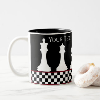 Your Text/Color Chessboard Piece Chess King Black Two-Tone Coffee Mug