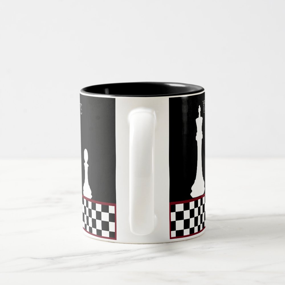 Your Text/Color Chessboard Piece Chess King Black Two-Tone Coffee Mug