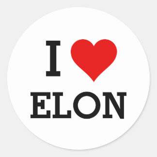 Your Text/Color Classic I Love Elon Red Heart Round Sticker