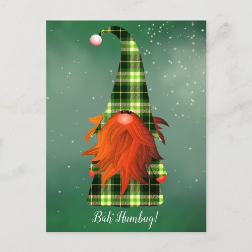 Your TextColor Cute Green Gnome Holiday Snowflake Postcard