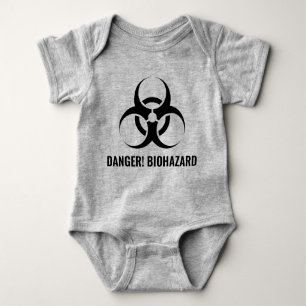 Your Text & Color Danger Biohazard Symbol Funny Baby Bodysuit