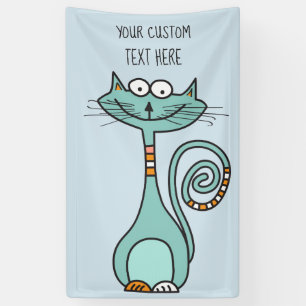 YOUR text & color Funny Cat custom banner