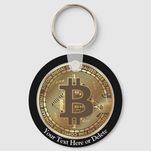 Your Text/Color Gold Bitcoin Cryptocurrency Money Keychain (Front)