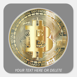 Your Text/Color Gold/Silver Bitcoin Cryptocurrency Square Sticker