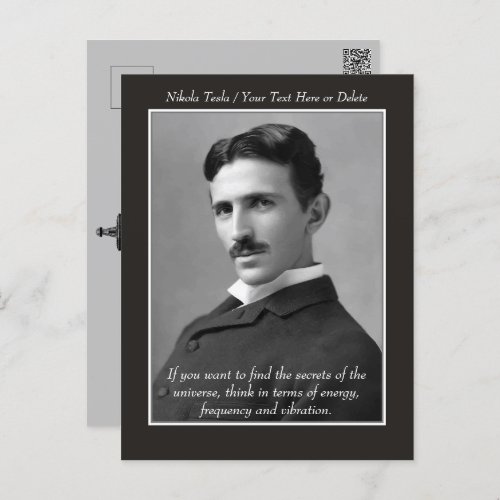 Your TextColor Inventor Nikola Tesla Photo Quote Postcard
