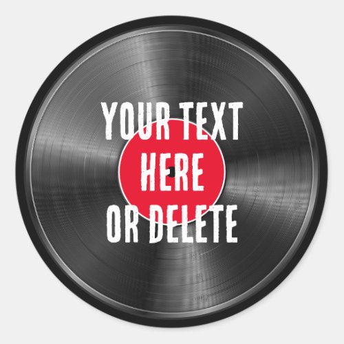 Your TextColor Retro Vinyl Record Album Music DJ Classic Round Sticker