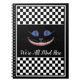 Your Text/Color We're All Mad Here Cheshire Cat Notebook