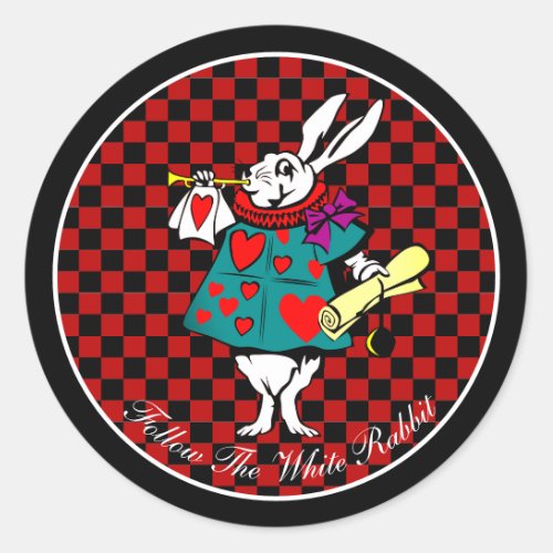 Your TextColor White Rabbit Alice in Wonderland Classic Round Sticker