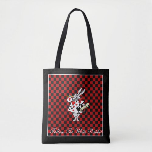 Your TextColor White Rabbit Alice in Wonderland Tote Bag